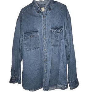 VTG Winchester Denim Button Down Shirt Men’s Sz XL‎ Blue Collared Long Sleeve